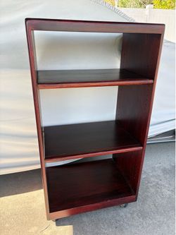 Solid Oak Bookshelf on Wheels