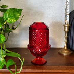 Viking Glass Ruby Diamond Point Fairy Lamp 
