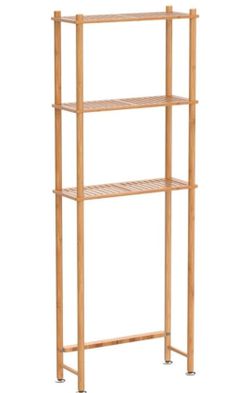 The Toilet Storage Bamboo, Bathroom Over Toilet Organizer Rack, 3-Tier Freestanding Above Toilet Shelf for Bathroom, Laundry, Space Saver, Natural Col