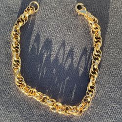 18K YG Over Sterling Silver Bracelet 