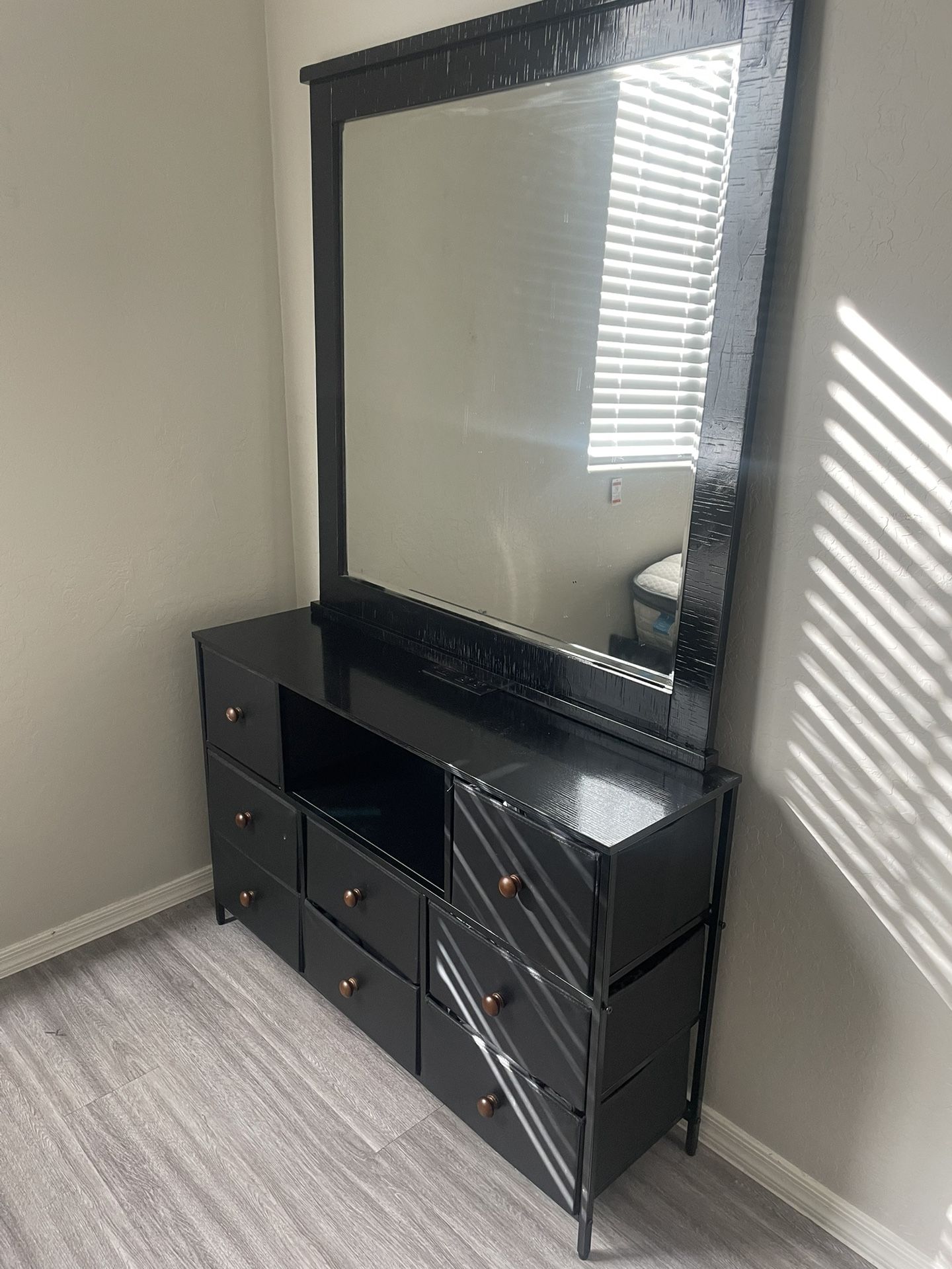 dresser and mirror