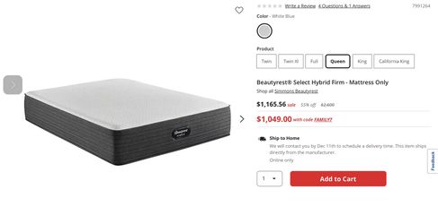 Queen Matress W/ Platform