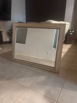 Large Wall Mirror with Wood Frame