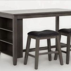 Grey Counter Height Dining With Shelves & 2 Stools $390  OBO
