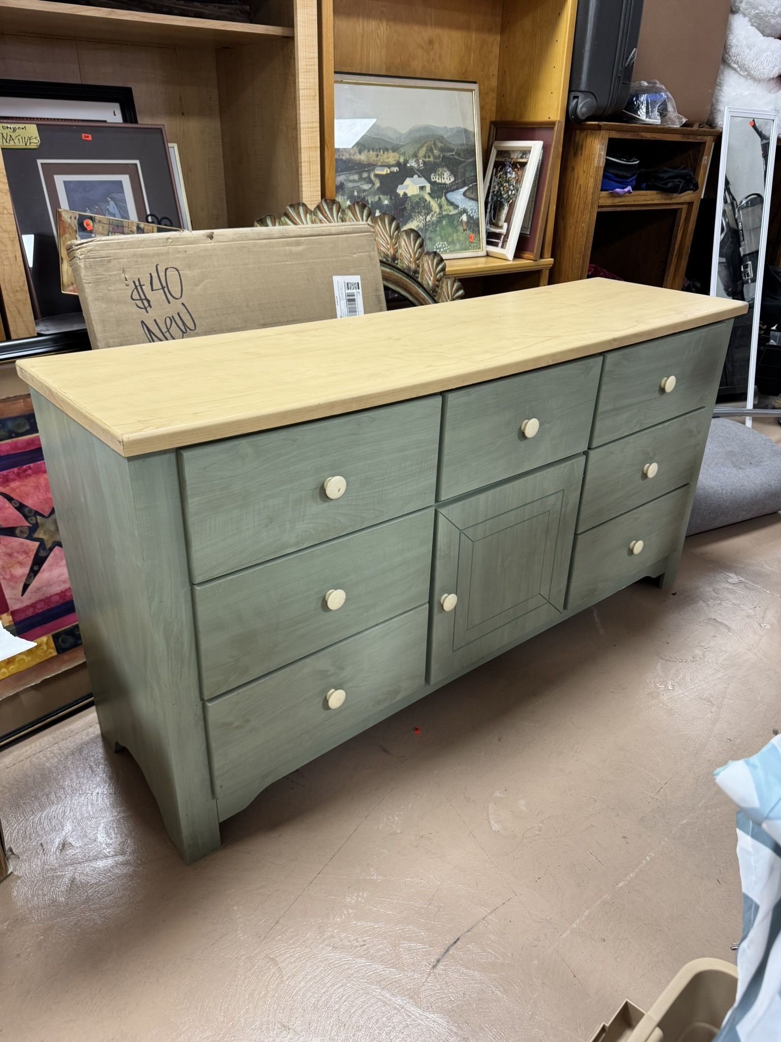 Charming 9-Drawer Dresser with Center Cabinet – Solid Wood