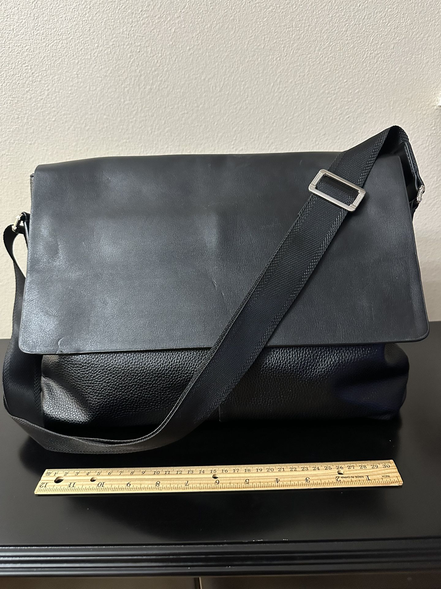 Black Leather Messenger Bag