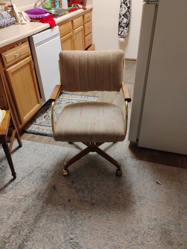 3 Vintage Swivel Kitchen Chairs On Wheels