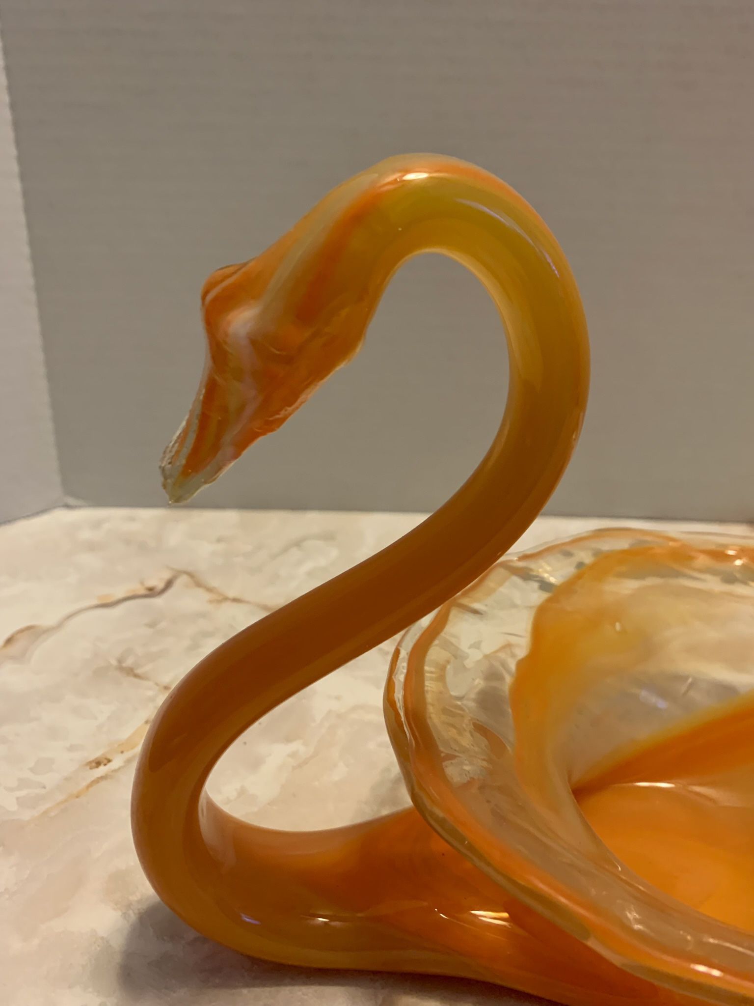 Vintage Murano Style Glass Swan Decorative Vase Or Bowl 
