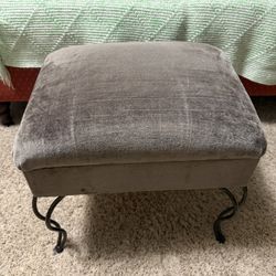 18x13 Modern Bent Metal Bottom Microsuede Fabric Grey Square Storage Foot Stool