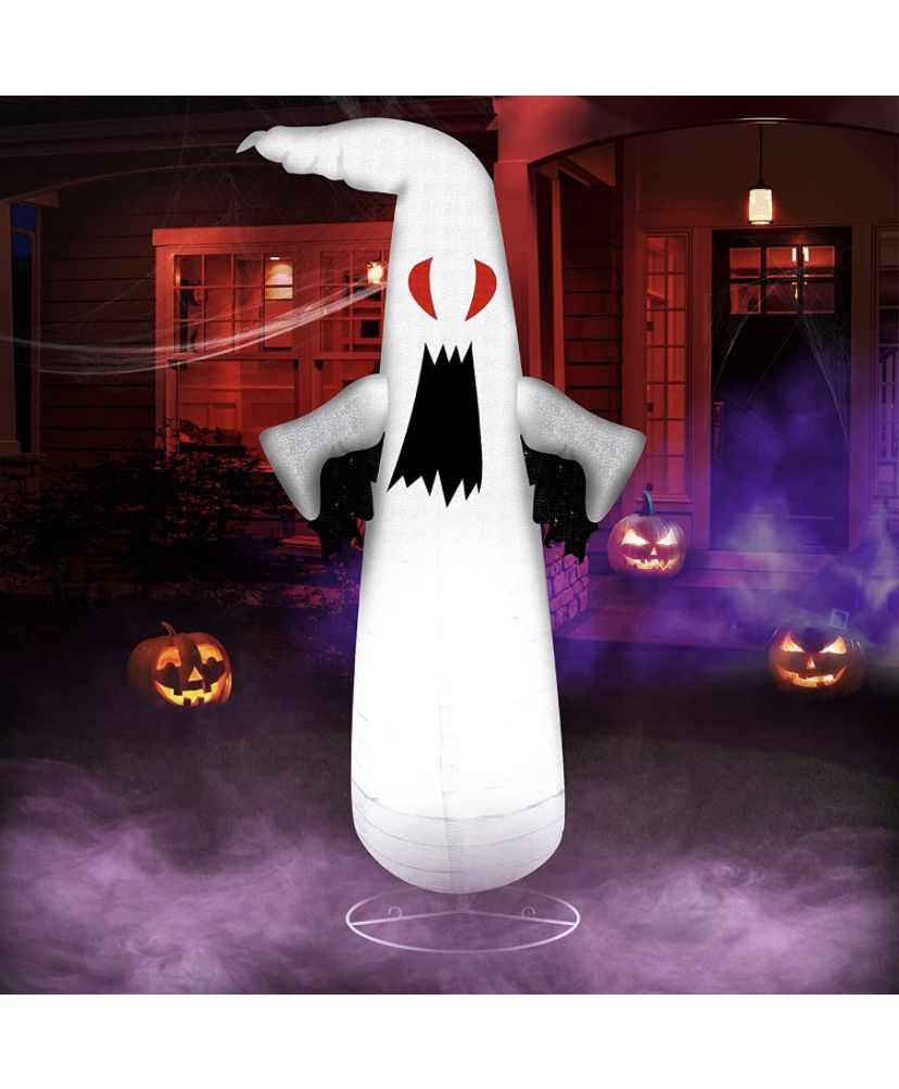 Halloween Decorations Outdoor, Halloween Decorations Red-Eye Ghost with 100 LEDs, 5 FT Collapsible Halloween Outdoor Decorations, Weatherproof Scary H