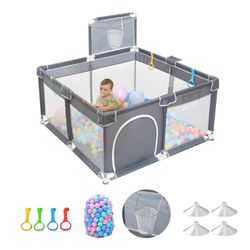 YVDRG Baby Playpen, Baby Playpen for Babies and Toddlers, Baby Fence Play Area, Safety Indoor&Outdoor Baby Play Area with Ocean Balls (50"X50")