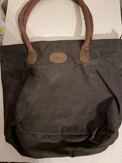 Canvas Tote Bag with Leather Trim
