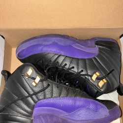 AIR JORDAN 12 RETRO (GS) (BLACK/FIELD PURPLE)