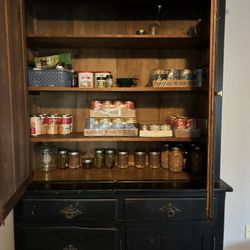 Solid Wood Black Shabby Hutch 