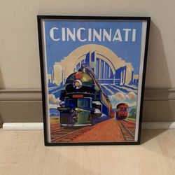 Cincinnati - Vintage Reprint Poster 11 x 14 in - Framed (Black)