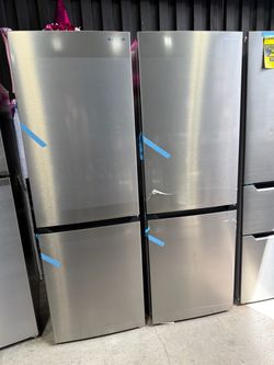 Brand new Sharp 24 in. 11.5 cu. ft. Counter Depth Bottom Freezer Refrigerator in Smudge Resistant Stainless Steel ENERGY STAR Certified