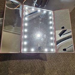 Adjustable Cosmetic Storage Caddy/Carousel, WEILY Makeup Mirror w/21 LED Light 1-3X Mags