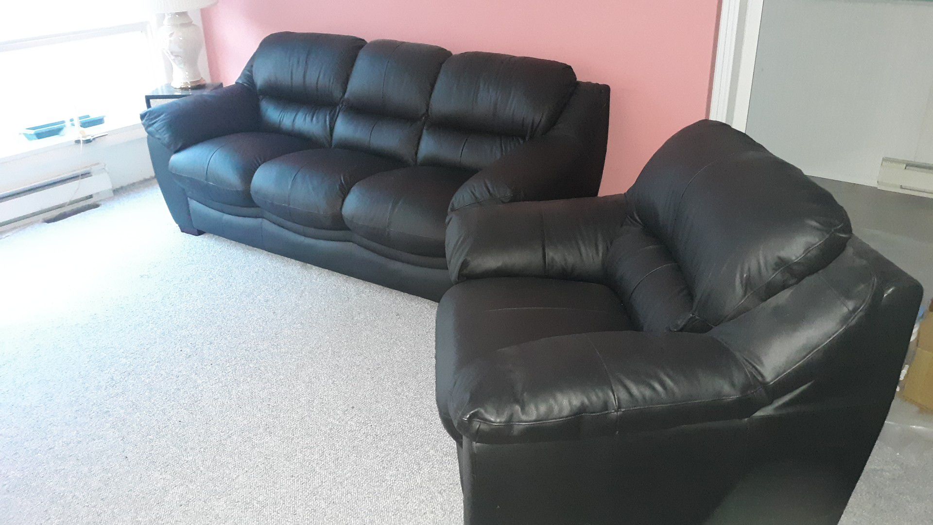 Black Leather couch and chair