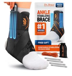Dr. Brace®️ Breathable Ankle Brace For Sprained Ankle, Slim Fit. Unique Multi-Function Removable Stabilizer- Quick Lace Up Ankle Support for Women Men