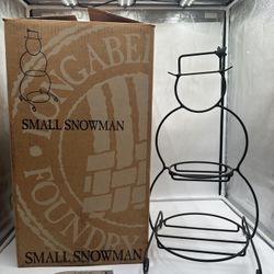 Longaberger Foundry Collection Wrought Iron 23" tall Snowman Basket Stand NIB