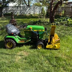 John Deere 116 Tractor Snowblower Mower 