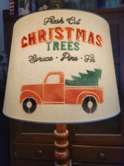 Vintage handmade wooden side table lamp , with vintage style. Lamp Shade