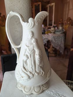 Flawless Antique 1847 Samuel Alcock Parian Ware Pitcher - Naomi & Daughters - 10.5"