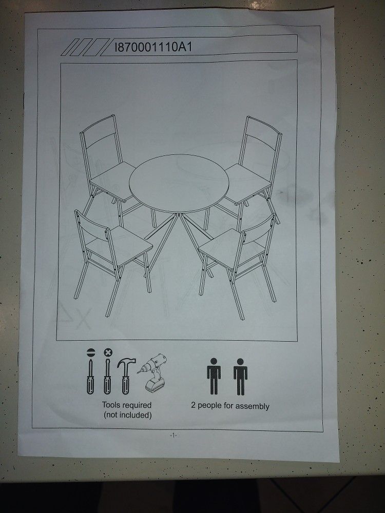 brand new metal black table with four chairs