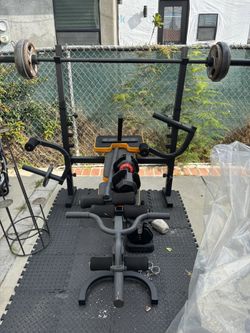 workout bench & weights