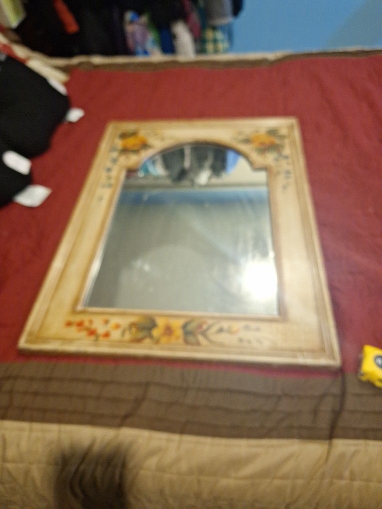 Hand Painted Rustic Wall Mirror 22.5x30.5
