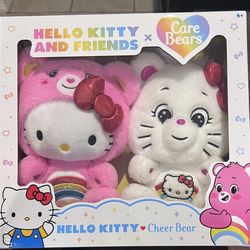 Care Bears Hello Kitty and Cheer Bear Plush 2pk