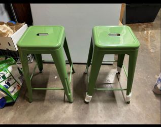 Green Metal Bar Stools – Set of 2