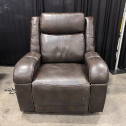 Brown Faux Leather Power Recliner