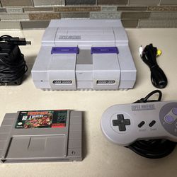 Super Nintendo With Game Cords And Controller 