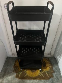 Four tier black Slim rolling cart