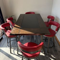 Dining room Table  w/ 6 chairs (red)