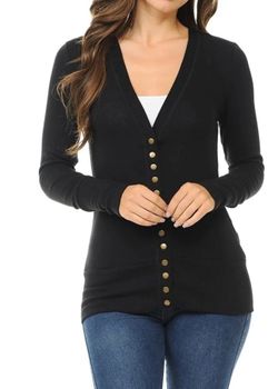 Zenana Outfitters Snap-Button V-Neck Cardigan Small