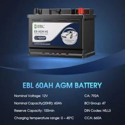 BCI Group 47 Car Battery 12V 60Ah H5 AGM Battery Performance Series High Power 660CCA 100RC