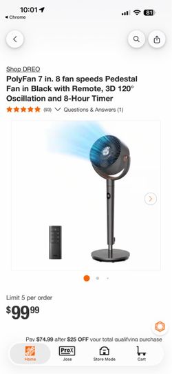 dreo pedestal fan new in box.