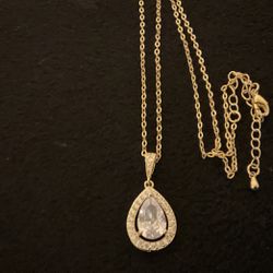 4) 18” Gold Plated Necklaces With Cubic Zirconia Pendant,teddy Bear,crescent Moon,& Round Nugget