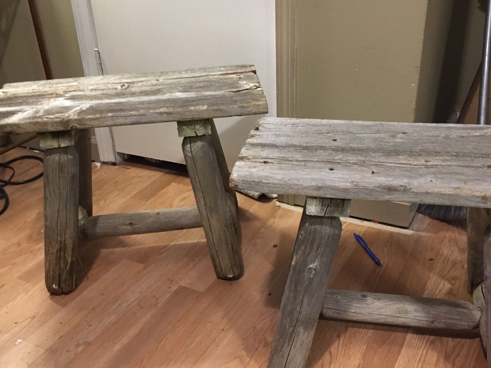 2 Antique Reclaimed Wood Benches