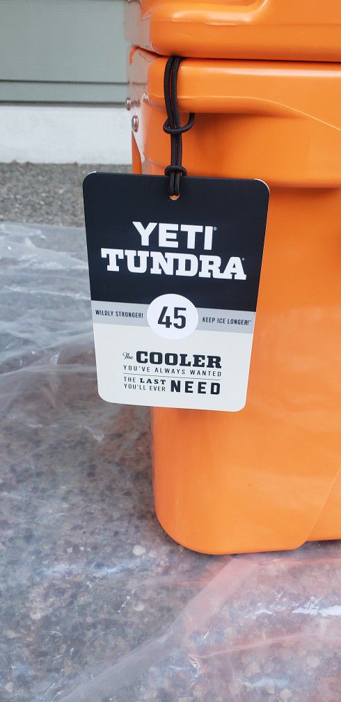 Yeti Tundra 45 Hard Cooler in King Crab Orange KCO with Dry Goods Basket  Retired