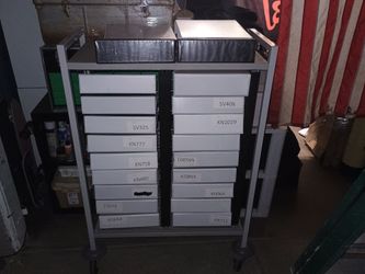 Medical trolley 18 slot's with swivel wheels and brakes