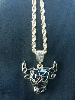 Bull Designer rope chain with stones