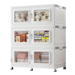 V80 75Gal Wardrobe And File Combo Mobile Storage Cabinet with Wheel (White)