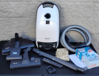 Miele HS02 White Pearl Canister Vacuum Cleaner with Power Brush and Extras