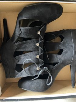 Black Microfiber High Heel Shoe Size 8.5