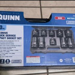 QUINN 1 in. Drive SAE and Metric Truck Service Impact Set, 10-Piece