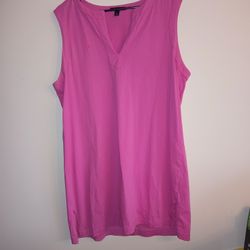 Lands End Dress Size XL 18 - 20 Pink Pull Over V Neck Sleeveless