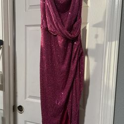 Pink Sequin Midi Dress